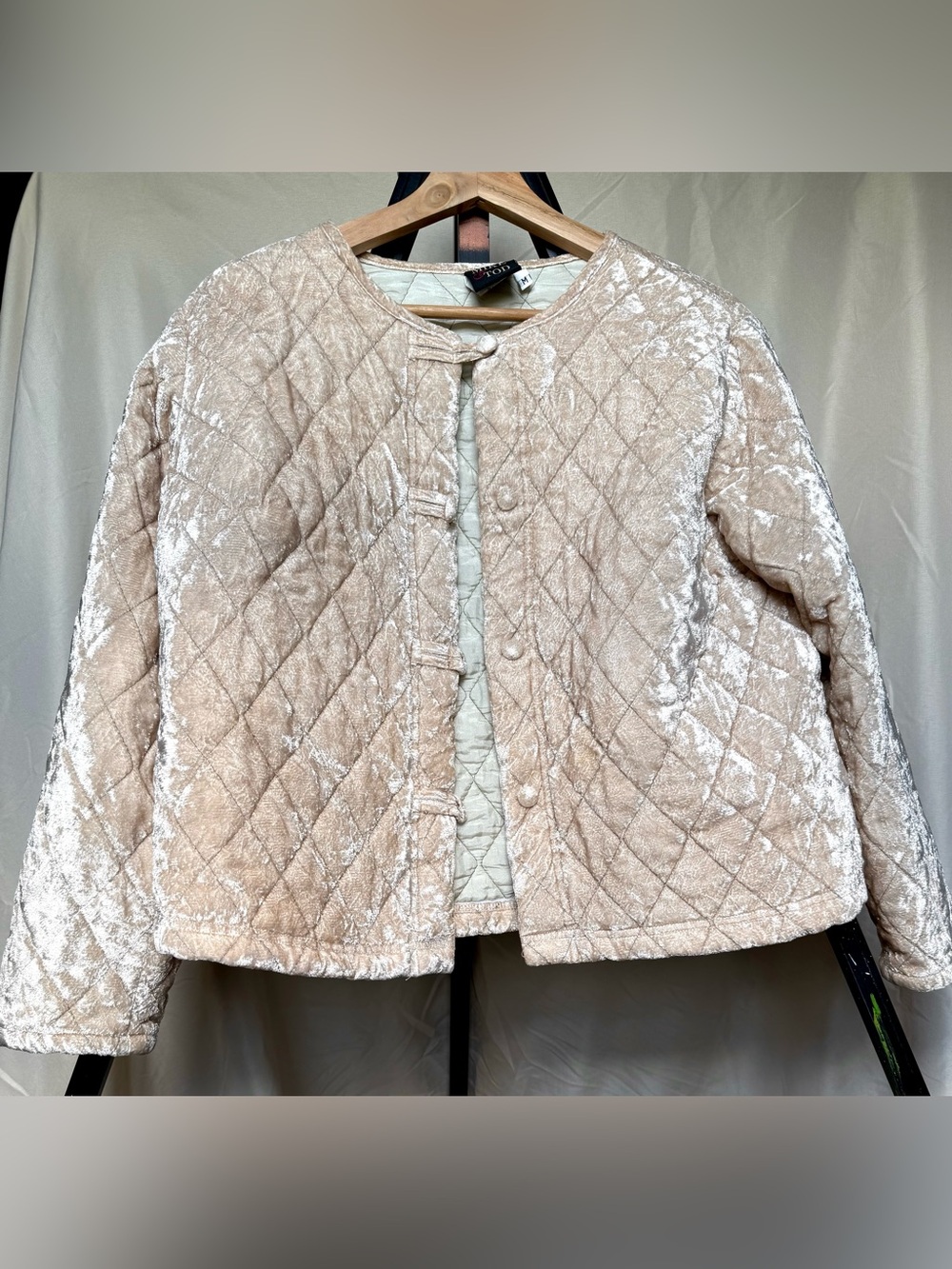 Quilted Velvet Beige Jacket - Women